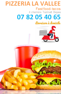 /تازمالت-بجاية الجزائر/بيزيريا لافالي /اكل سريع/طاكوس/0782054065/خدمة الايصال الى المنزل