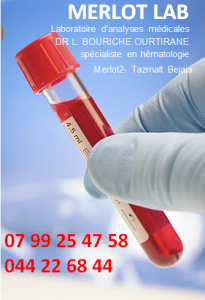 Laboratoire d'analyses médicales Merlot Lab DR L. BOURICHE OURTIRANE spécialiste en hématologie/0799254758 0558165799 044226844 034312701/Tazmalt Bejaia Algérie